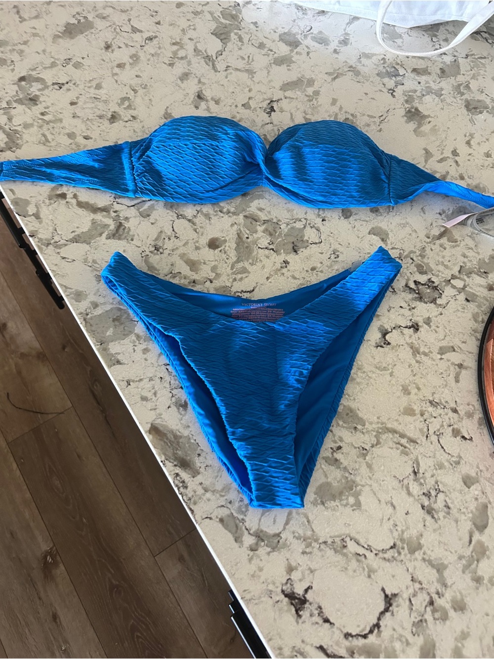 Victoria's Secret Bright Blue Textured Bandeau Bikini Set